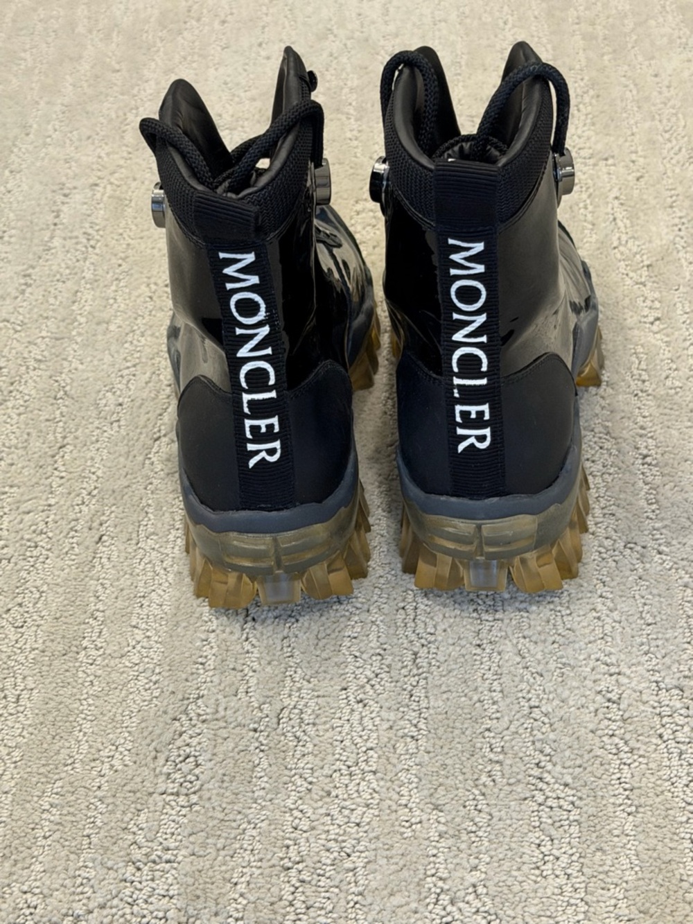 Moncler Patent Leather Colorblock Pattern Combat Boots- size 36.5 - Picture 4 of 7